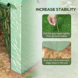 Outsunny θερμοκήπιο 2 τμημάτων με ρολό πόρτα και παράθυρα, χάλυβας και PE, 200x140x200 cm, πράσινο 845-939V00GN - Image 5