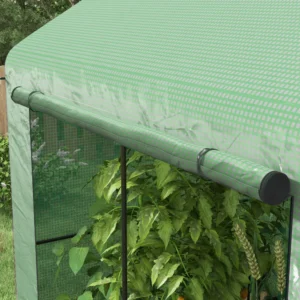 Outsunny θερμοκήπιο 2 τμημάτων με ρολό πόρτα και παράθυρα, χάλυβας και PE, 200x140x200 cm, πράσινο 845-939V00GN - Image 7