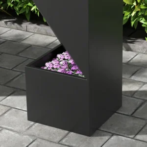 Outsunny φυτευτή εξωτερικού χώρου με 3 περιοχές καλλιέργειας και τρύπες αποστράγγισης, σε μαύρο μέταλλο, 30x30x100 cm 845-947V00BK - Image 7