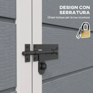 Υπόστεγο Κήπου Outsunny με Παράθυρο και Διπλή Πόρτα, σε Αλουμίνιο και PP, 122x149x192 cm, Γκρι 845-952V00GY - Image 4