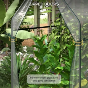 Outsunny Mini Garden Θερμοκήπιο με 2 Ρολόπορτες και κάλυμμα PE 90x90x145cm, Διαφανές 845-955V00CR - Image 4