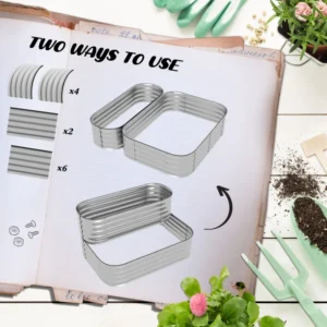 Outsunny 2 επιπέδων υπερυψωμένο κρεβάτι κήπου από ατσάλι με ανοιχτό πάτο 120x90x30 cm, ασημί 845-978V00SR - Image 4