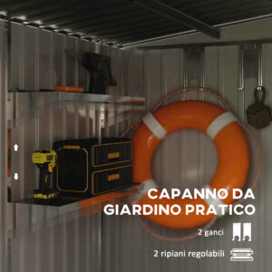 Outsunny Μεταλλική Αποθήκη Εργαλείων 1.5x2μ με Βάση, Συρόμενη Πόρτα και Κεκλιμένη Στέγη Λευκό 845-983V00WT - Image 3