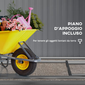 Outsunny Μεταλλική Αποθήκη Εργαλείων 1.5x2μ με Βάση, Συρόμενη Πόρτα και Κεκλιμένη Στέγη Λευκό 845-983V00WT - Image 4