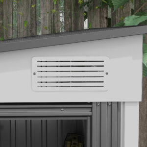 Outsunny Μεταλλική Αποθήκη Εργαλείων 1.5x2μ με Βάση, Συρόμενη Πόρτα και Κεκλιμένη Στέγη Λευκό 845-983V00WT - Image 8