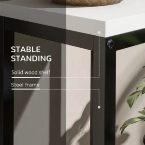 Outsunny φυτικό ράφι 4 επιπέδων από ατσάλι και ξύλο, 34x34x70 cm, ασπρόμαυρο 845-986V00WT - Image 3