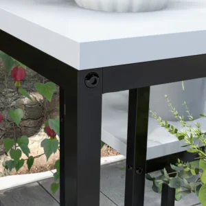 Outsunny φυτικό ράφι 4 επιπέδων από ατσάλι και ξύλο, 34x34x70 cm, ασπρόμαυρο 845-986V00WT - Image 6