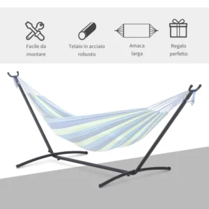 Outsunny Structure Support for Hammock Adjustable Max.120Kg, Μαύρο, 280x120x110cm 84A-081 - Image 3