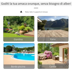 Outsunny Structure Support for Hammock Adjustable Max.120Kg, Μαύρο, 280x120x110cm 84A-081 - Image 4