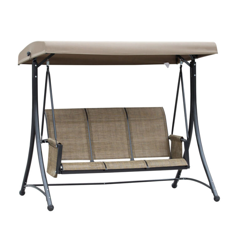 Μεταλλική Τριθέσια Κούνια Εξωτερικού Χώρου με Σκίαστρο 196 x 128 x 172 cm Outsunny 84A-110V01