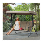 Μεταλλική Τριθέσια Κούνια Εξωτερικού Χώρου με Σκίαστρο 196 x 128 x 172 cm Outsunny 84A-110V01 - Image 4