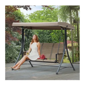 Μεταλλική Τριθέσια Κούνια Εξωτερικού Χώρου με Σκίαστρο 196 x 128 x 172 cm Outsunny 84A-110V01 - Image 4