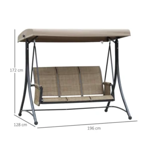 Μεταλλική Τριθέσια Κούνια Εξωτερικού Χώρου με Σκίαστρο 196 x 128 x 172 cm Outsunny 84A-110V01 - Image 5