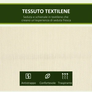 Outsunny Κούνια κήπου 2 θέσεων με ρυθμιζόμενο κουβούκλιο, 140x118x162cm Μπεζ 84A-233BG - Image 3