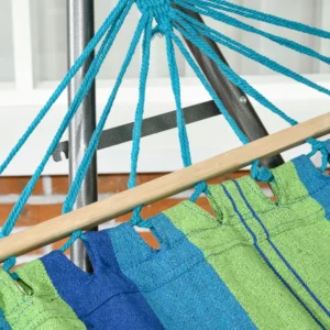 Outsunny πτυσσόμενη ανεξάρτητη βάση αιώρας, βαμβακερή αιώρα και ατσάλινο πλαίσιο, μέγ. 120 κιλά, 270 x 100 x 94 εκ 84A-271V00GN - Image 6