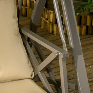 Κουνιστή καρέκλα κήπου Outsunny 3 θέσεων από ατσάλι και πολυεστέρα με ανακλινόμενη οροφή και μαξιλάρια, 190x120x178 cm 84A-290V00BN - Image 6