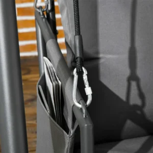 Outsunny 2θέσια κούνια κήπου με μαξιλάρια και τσέπες, από ατσάλι και ύφασμα, 168x117x181 cm, σκούρο γκρι 84A-332V00CG - Image 7