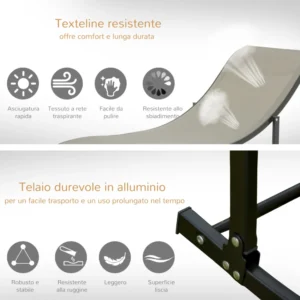 Outsunny Σετ 2 Πτυσσόμενες Ξαπλώστρες Κήπου, Ξαπλώστρες Αλουμινίου και Textilene, 61x165x63cm 84B-540CF - Image 5