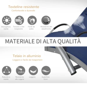 Outsunny ξαπλώστρα αλουμινίου, ξαπλώστρα κήπου Textilene με αφαιρούμενο προσκέφαλο 84B-572BU - Image 4
