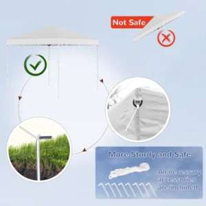 Outsunny Folding Garden Gazebo 2,45 x 2,45 m σε Steel and White Oxford Fabric 84C-119V01WT - Image 4