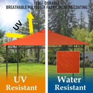 Outsunny Ανταλλακτική οροφής για Gazebo 3x3m σε αδιάβροχο Anti-UV πολυεστέρα, πορτοκαλί 84C-141OG - Image 3