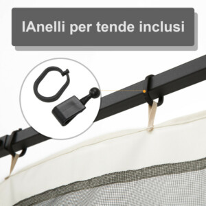 Outsunny κουνουπιέρα για σκηνές κιόσκι Γενική αντικατάσταση με μεντεσέδες, 302x207cm - Μαύρο / Μπεζ 84C-142 - Image 3