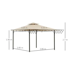 Κιόσκι Κήπου με Ατσάλινο Σκελετό και Πτυσσόμενο Σκίαστρο 325 x 325 x 270 Outsunny 84C-194 - Image 5