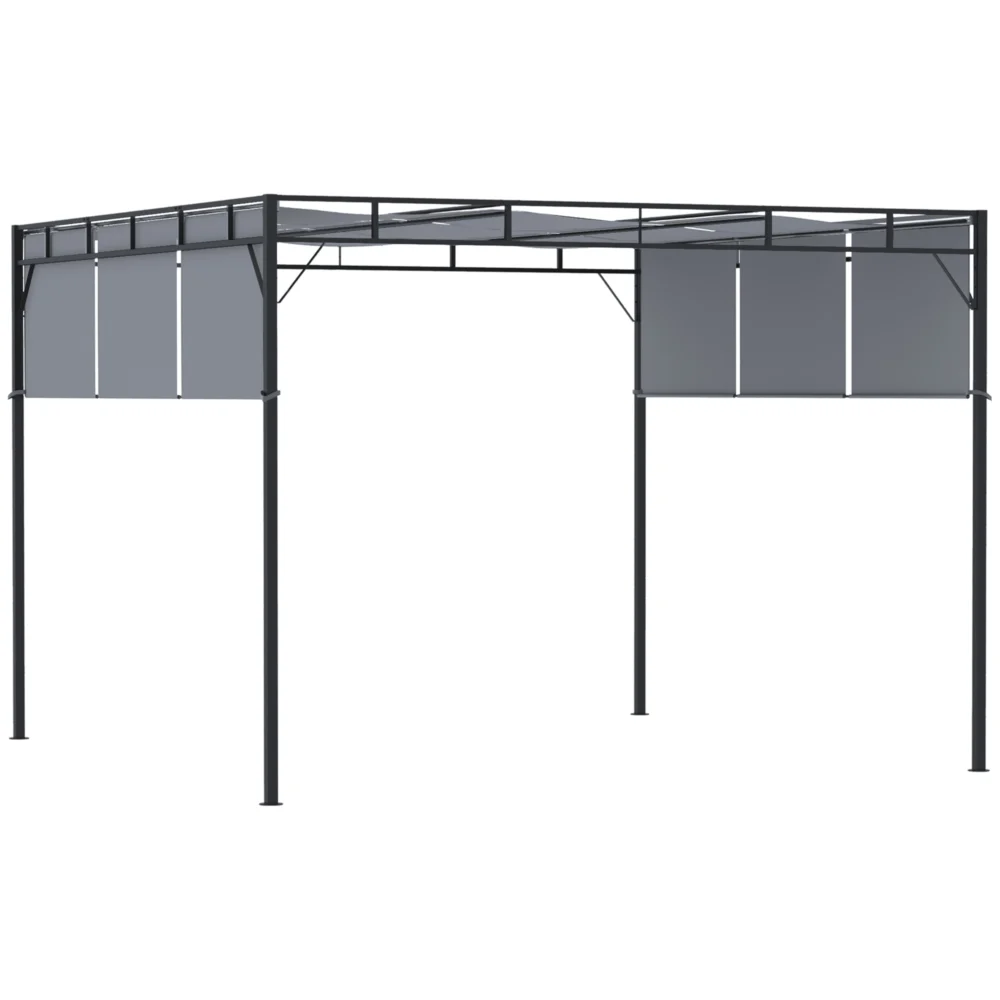 Outsunny Pergola Gazebo 3x3m σε ατσάλι με συρόμενη οροφή και 8 μανταλάκια που περιλαμβάνονται 84C-330CG Outsunny Pergola Gazebo 3x3m σε ατσάλι με συρόμενη οροφή και 8 μανταλάκια που περιλαμβάνονται 84C-330CG