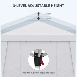 Outsunny 3x3 m Αναδιπλούμενο κιόσκι με ρυθμιζόμενο ύψος, με αναδυόμενο σχέδιο και παράθυρα, λευκό 84C-398V01WT - Image 4
