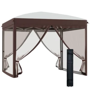 Outsunny Garden Gazebo με κουνουπιέρα και τροχήλατη τσάντα μεταφοράς, 300x300x270 cm, κρέμα 84C-413V00CW - Image 8
