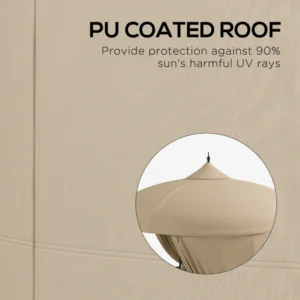 Outsunny Round Garden Gazebo Ø3m με κουρτίνες και αεραγωγούς σε μέταλλο και πολυεστέρα, μπεζ 84C-440V00BG - Image 3