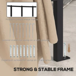 Outsunny Round Garden Gazebo Ø3m με κουρτίνες και αεραγωγούς σε μέταλλο και πολυεστέρα, μπεζ 84C-440V00BG - Image 5