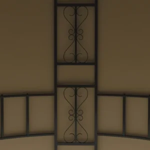 Outsunny Round Garden Gazebo Ø3m με κουρτίνες και αεραγωγούς σε μέταλλο και πολυεστέρα, μπεζ 84C-440V00BG - Image 7