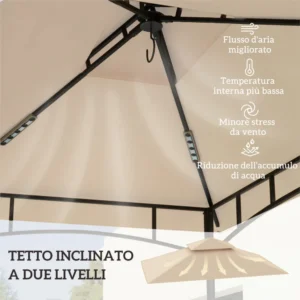 Outsunny  Κάλυμμα για Κιόσκι Κήπου για Μπάρμπεκιου 1.52x2.44 μ σε 2 Επίπεδα από Πολυεστέρα 160gsm Μπεζ  84C-629V00BG - Image 5