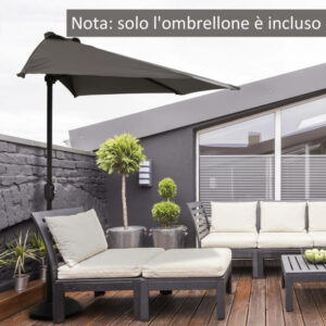 Outsunny Outsunny Outdoor Outdoor Ombrella σε αδιάβροχο Anti UV Polyester 269x138x236cm Γκρι 84D-007GY - Image 4