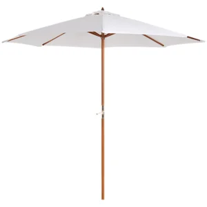 Outsunny Garden Parasol with UV Resistant Ξύλινο κοντάρι Μπεζ Φ270 x 250 cm 84D-012 - Image 8