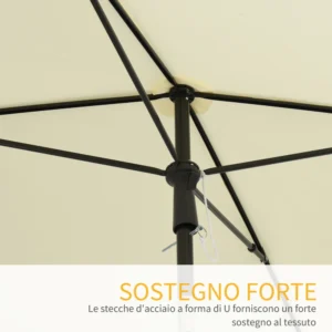 Ομπρέλα ομπρέλας Outsunny ορθογώνια με ανακλινόμενο κοντάρι από κρεμ πολυεστέρα 84D-016CW - Image 5