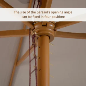 Ομπρέλα Outsunny Garden 2x3 m Αδιάβροχη, Ξύλινη με αφαιρούμενο κάλυμμα από πολυεστέρα, γκρι 84D-057GY - Image 4