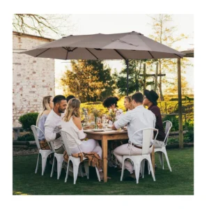 Διπλή Κρεμαστή Ομπρέλα Κήπου από Ατσάλι με Μανιβέλα 270 x 460 x 250 cm Outsunny 84D-085BN - Image 7