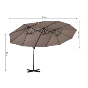 Διπλή Κρεμαστή Ομπρέλα Κήπου από Ατσάλι με Μανιβέλα 270 x 460 x 250 cm Outsunny 84D-085BN - Image 8