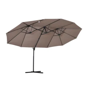 Διπλή Κρεμαστή Ομπρέλα Κήπου από Ατσάλι με Μανιβέλα 270 x 460 x 250 cm Outsunny 84D-085BN - Image 9