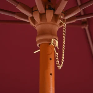 Outsunny ομπρέλα κήπου με κόκκινο πολυεστερικό αντιανεμικό κουβούκλιο και ξύλινο κοντάρι Φ257x253cm 84D-097WR - Image 7