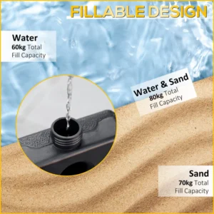 Outsunny βάση ομπρέλας 4 τεμαχίων με δυνατότητα πλήρωσης με νερό ή άμμο και γάντζους σύνδεσης, μαύρο 84D-152 - Image 3