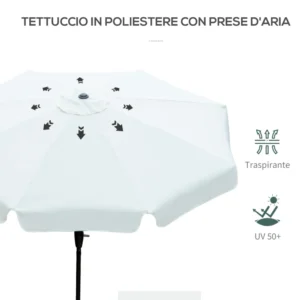 Outsunny Στρογγυλή ομπρέλα κήπου με κεντρικό στύλο και αεραγωγό, Φ266x250cm, Μπεζ 84D-157BG - Image 4