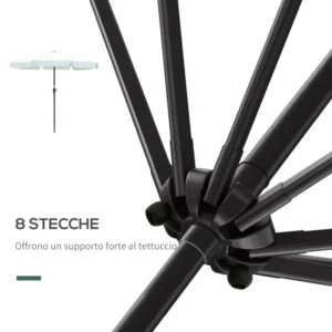 Outsunny Στρογγυλή ομπρέλα κήπου με κεντρικό στύλο και αεραγωγό, Φ266x250cm, Μπεζ 84D-157BG - Image 5