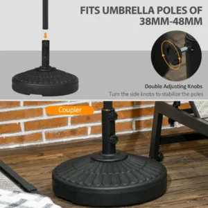 Outsunny βάση ομπρέλας κήπου διαμέτρου 38-48mm με πλαϊνή γέμιση, Ø48,5x36cm 84D-198V00BK - Image 3
