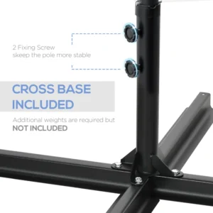 Outsunny Garden Parasol με περιστροφή 360° και πολυεστερικό κουβούκλιο, Ø256 x 245 cm, σκούρο γκρι 84D-209V00CG - Image 5