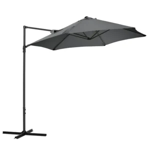 Outsunny Garden Parasol με περιστροφή 360° και πολυεστερικό κουβούκλιο, Ø256 x 245 cm, σκούρο γκρι 84D-209V00CG - Image 8