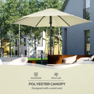 Outsunny Garden Parasol από πολυεστέρα και μέταλλο με ανακλινόμενο κουβούκλιο 45°, Ø262x243 cm 84D-233V00BG - Image 4