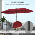 Outsunny Διπλή Ομπρέλα με Αεραγωγούς και Μανιβέλα, από Μέταλλο και Πολυεστέρα, 4x2.2x2.34 μ, Μαύρο και Κόκκινο 84D-415V00WR - Image 5